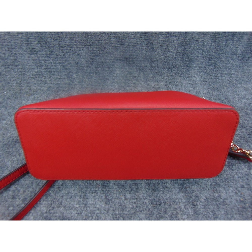Michael Kors Cindy Dome Crossbody Red Saffiano Leather 38S9YCP03L Gold Chain - Picture 10 of 14